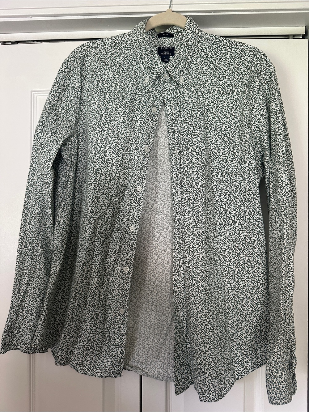 Button-Down Floral Print Men's Shirt - Green